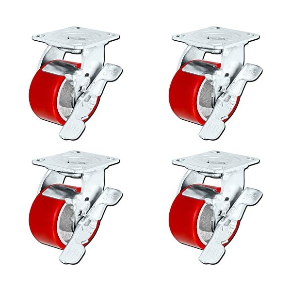 4"x2" Swivel Casters Heavy Duty Polyurethane Wheel on Steel Hub W/